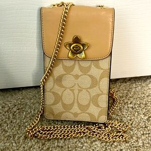 Never used tan coach wallet purse! Snakeskin details on side of purse.